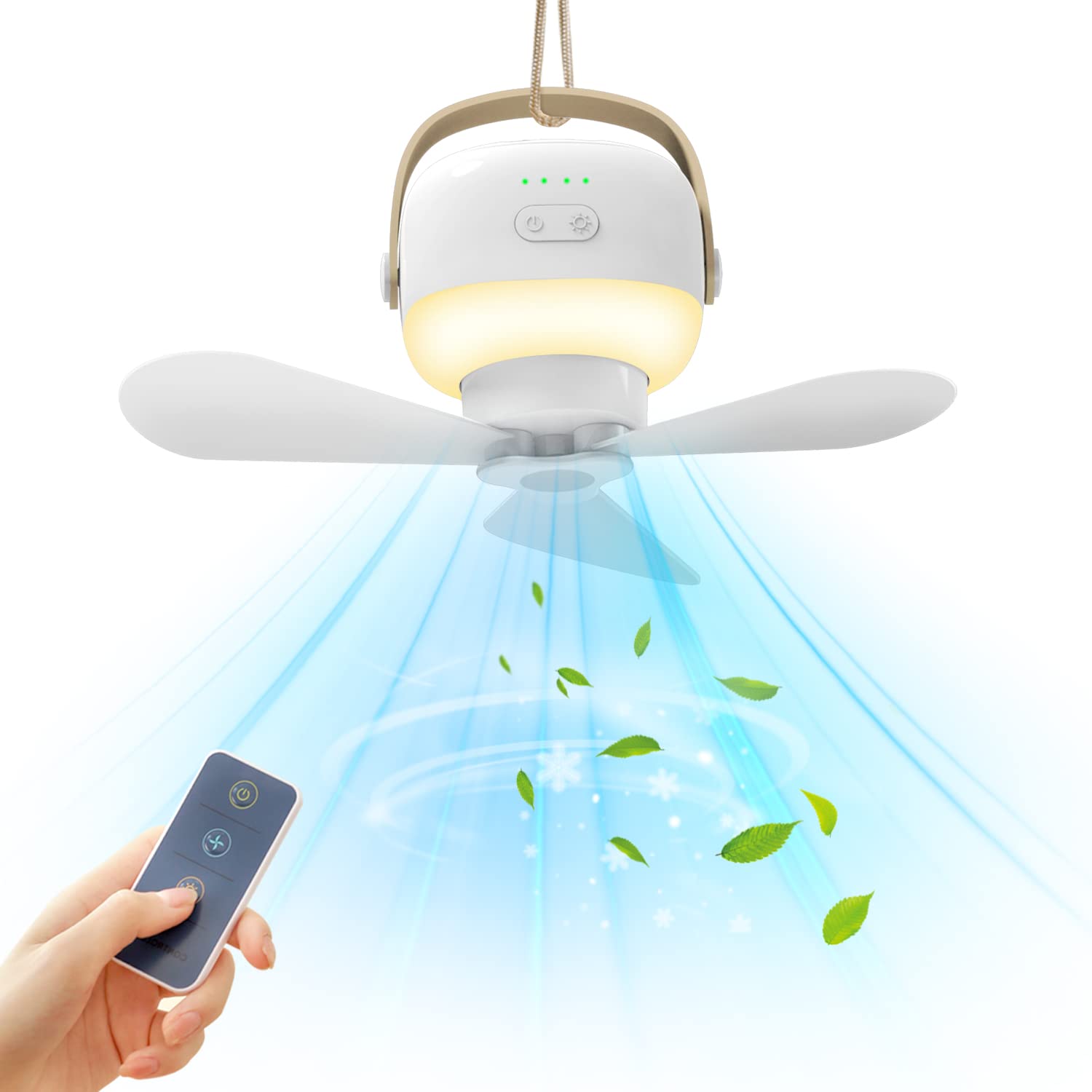 吊り下げ扇風機 キャンプ扇風機 10000mAh大容量バッテリー内蔵 最大25H稼働 【2024新登場・キャンプ ファン 吊り下げ】4段階風量調節 パワフルな風力 静音設計 LEDライト機能付 省エネ 5,425円