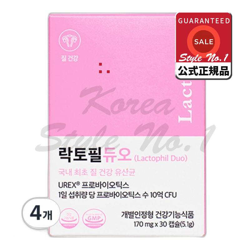 ラクトフィルデュオ10億保証UREXプロバイオティクス膣乳酸菌5.1g 30錠4個