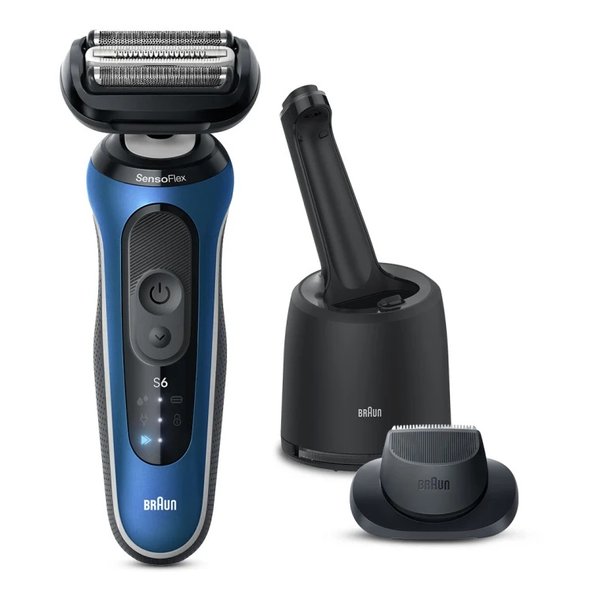 密着シリーズ6 メンズシェーバー 充電式/3枚刃/洗浄機付きモデル/ブルー 62-B7200cc