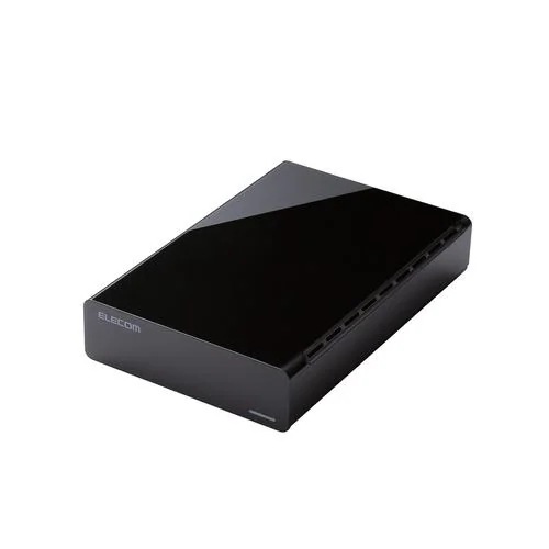 エレコム ELD-HTV080UBK 外付けHDD 8TB テレビ録画用 4K対応 据え置き型 24時間連続録画 静音ファンレス USB3.2 Gen1 ブラック