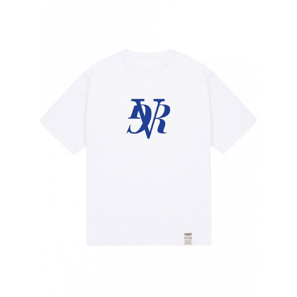 GRAVER ビッグブルーレタリングロゴショートスリーブ T シャツホワイト