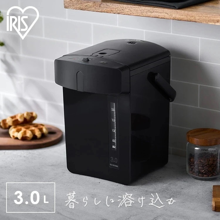 電気ポット 3リットル ポット ジャーポット 3.0L メカ式 IMHD-230-B ブラック アイリスオーヤマ　メガ割