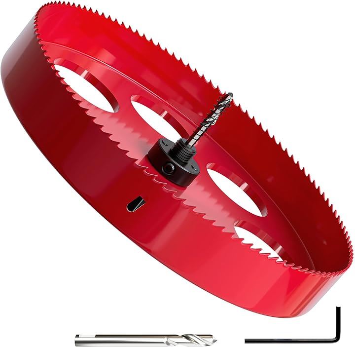 ホールソー バイメタル 穴あけ ドリルビット 切削 工具 DIY 鉄 アルミ 石膏ボード プラスチック 木材などに対応 (レッド, 275mm)