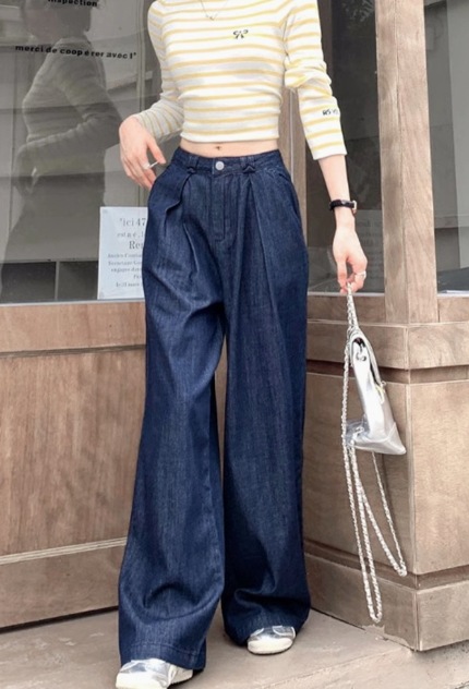 ワイドパンツ ワイドデニム ハイウエスト ストレートパンツ デニム 秋 カジュアル シンプル