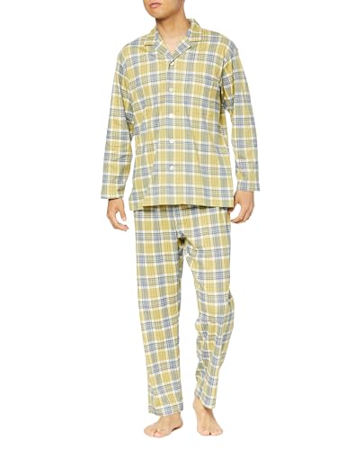 [グンゼ] パジャマ 綿100% 長袖長パンツ前あきスムース メンズ イエロー_SG2104