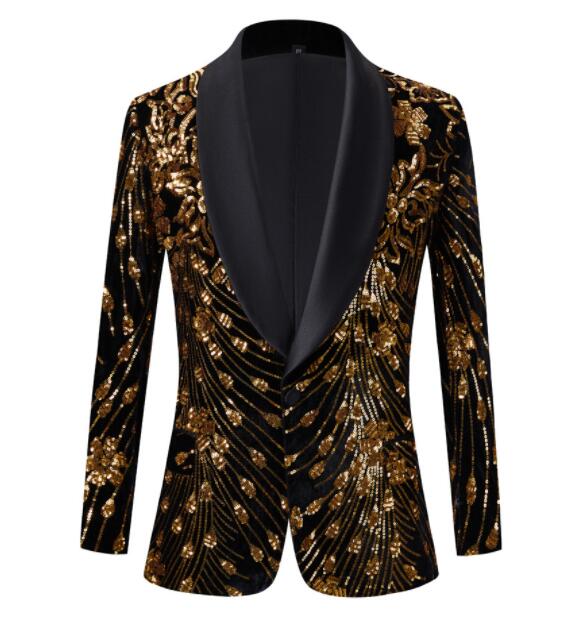 ステージ衣装 スーツ ジャケット 紳士服 メンズ 舞台 スーツ 長袖 黒 赤 金スパンコール刺しゅう 花 孔雀 総柄 華やか 派手 男性 カジュアル スーツ 結婚式 パーティー 発表会 スーツ ダンス