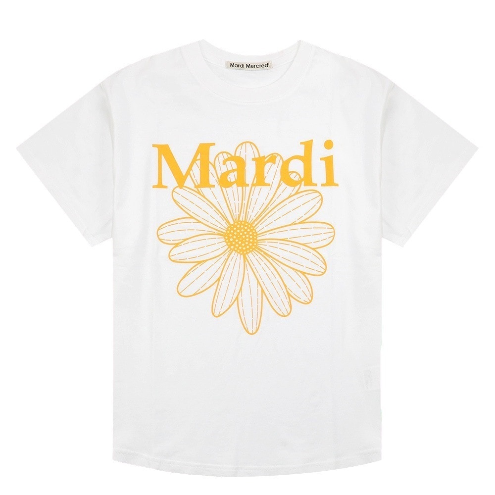 Tシャツ TSHIRT FLOWERMARDI WHITE TANGERINE 半袖 レディース 韓国 ファッション アパレル
