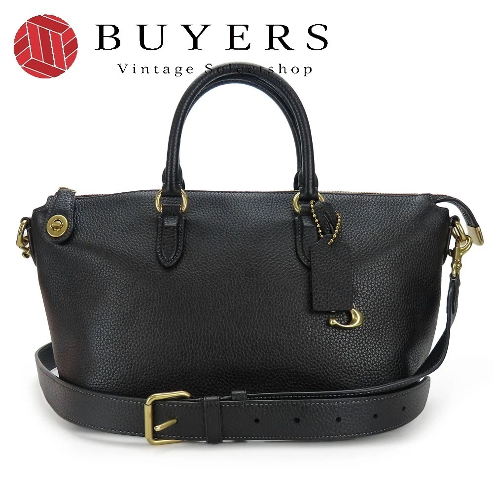 中古 ハンドバッグ CE741 レザー ブラック ゴールド金具 2WAY ショルダーバッグ シンプル レディース 女性