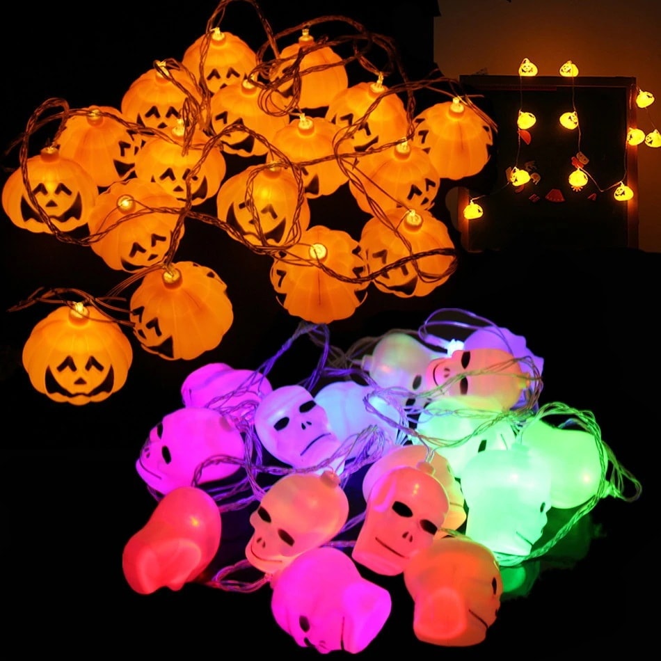 ハロウィン ストリング ライト パンプキン ランタン ゴースト フェスティバル パンプキン ストリング ライト スカル バケット デコレーション ライト ゴースト フェスティバル 発光パンプキン ライ