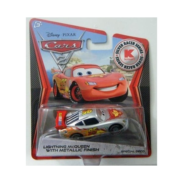 Disney Pixar Cars 2 - KMart Silver Racer Series - Lightning McQueen with Silver Metalic Finish. Limi