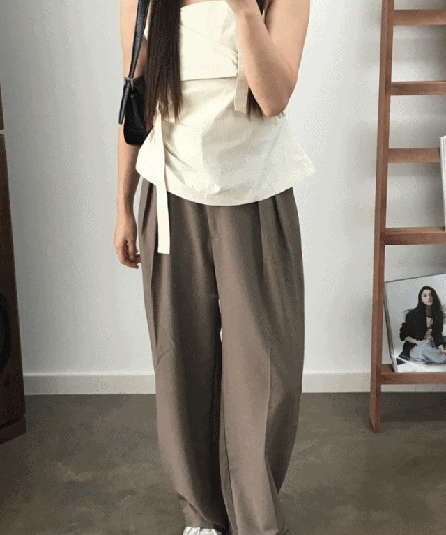 ベンスラックス[モカブラック]ワイドフィット/スラックス/ワイドパンツ/夏パンツ/ミニマル/オフィスルック