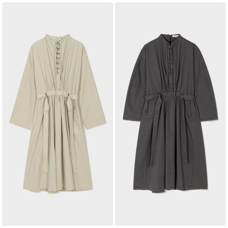 【LOW CLASSIC】25FW LACE-UP BELTED DRESS : 2COLORS