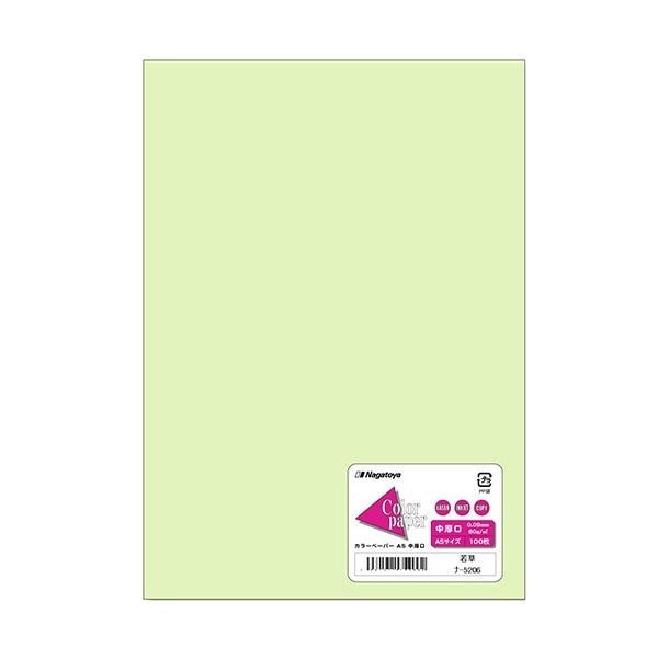 (まとめ) 長門屋商店 Color Paper A5中厚口 若草 ナ-5206 1冊(100枚) (×30セット)