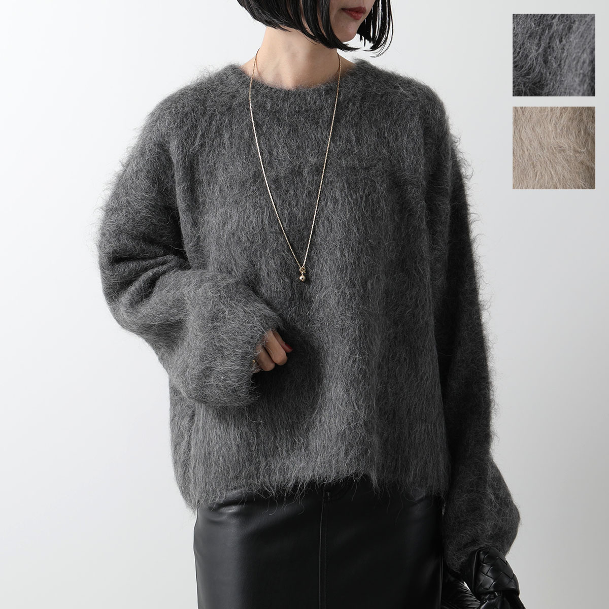 Toteme トーテム セーター Boxy alpaca knit WRT873 YA0106 レディース アルパカ混 シャギー ニット クルーネック カラー2色
