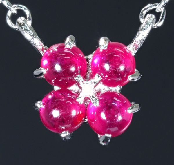 天然 ルビー ネックレス 四つ葉 クローバー 花(刻印有 No.70-8 プレゼント 最高