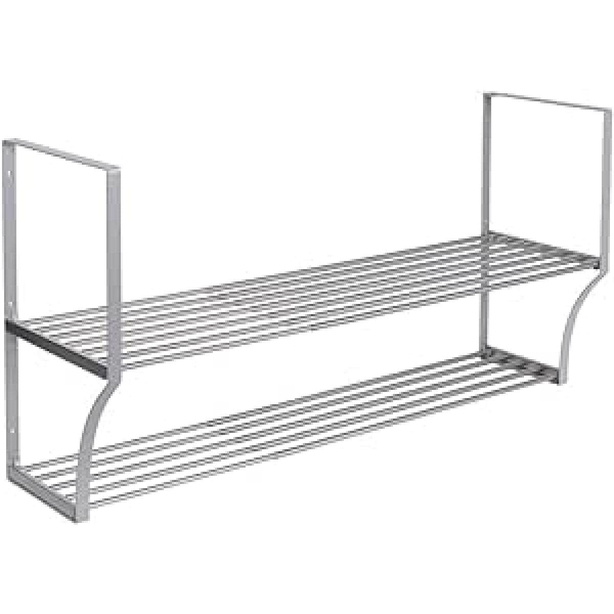 TAKUBO 伸縮パイプ棚 ステンレス 2段 TS2-90L　幅60～90cm 奥行25cm 高さ45cm 吊戸棚 キッチン収納 木ねじ取付タイプ