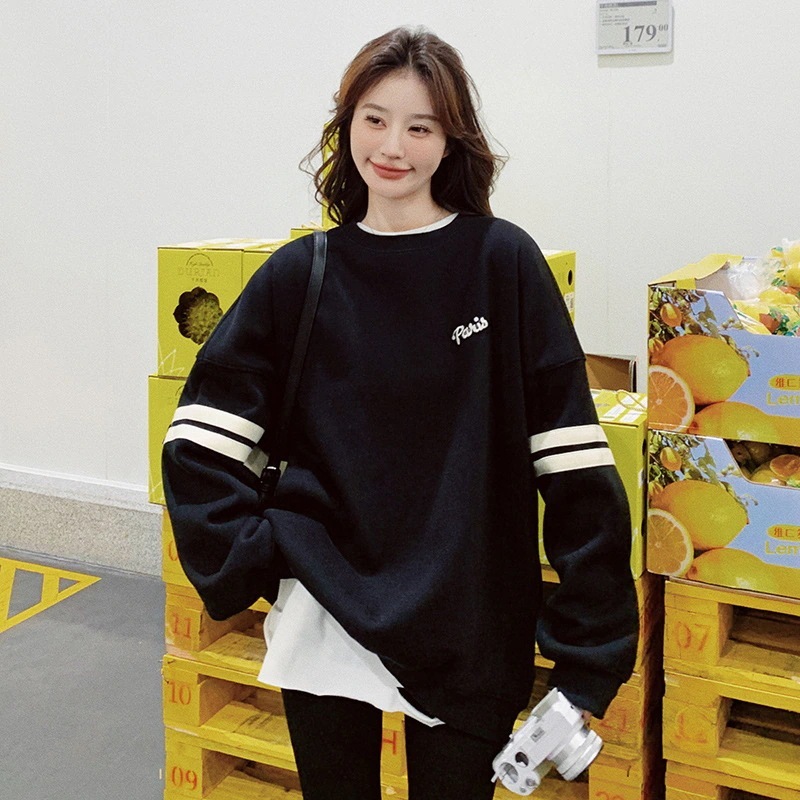2024年秋の新モデル韓国のゆったりとした風のセーター スウェット今年もクルーネックトップス