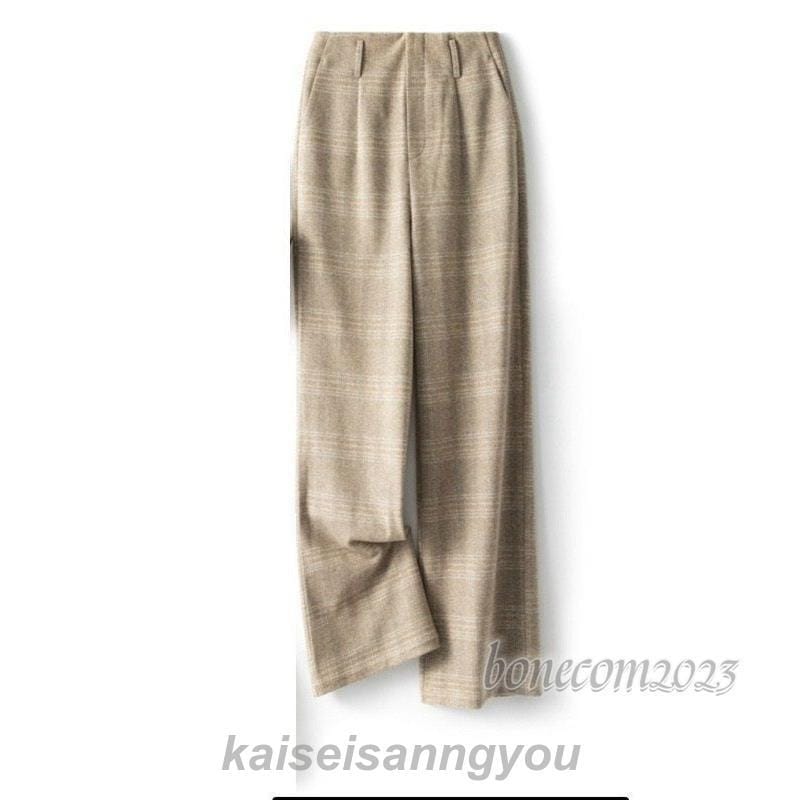 レディース ボトムス チェック ロング ワイドレッグパンツ 秋冬 カジュアル キュート きれいめ 大人可愛い エレガント ビジネス オフィス お仕事コーデ 休日コーレディース ボトムス