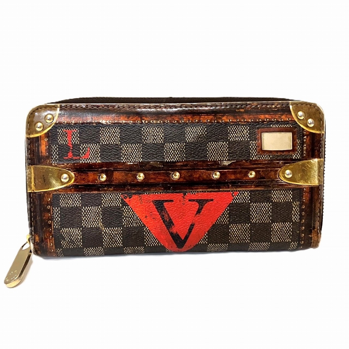 ルイ・ヴィトン トロンプ ルイユ ジッピーウォレット 長財布 トアル地 レディース 中古