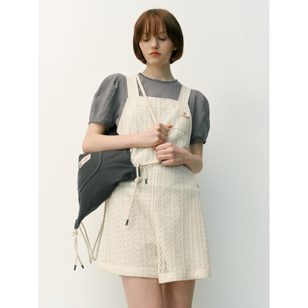 AND YOU レイモンドレースオーバーオール (アイボリー)