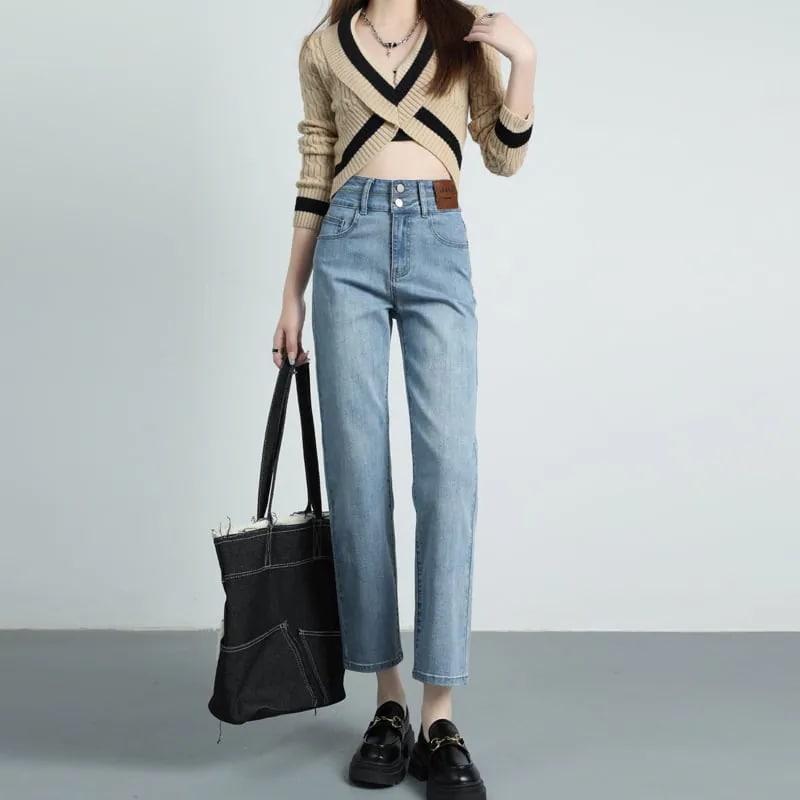 デニム 新作 デニムパンツ レディース パンツ スキニー ブラックデニム ストレートパンツ ストレートデニムパンツ ハイウエスト 大きいサイズ アンク