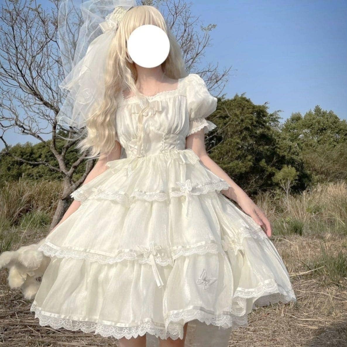 Lolita ミスフローラ OPドレス フルゴージャスドレス フラワーウェディングドレス コスチューム