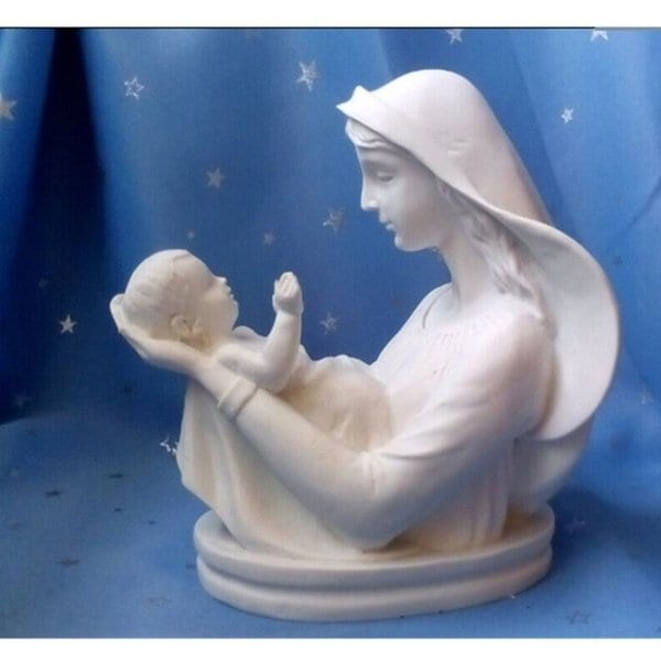 マドンナと子の置物聖母マリア持株赤ちゃんイエス像クリスマスデコレーション用ホームクリスマスギフトR812 White