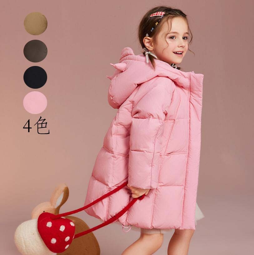 【最安値挑戦】キッズダウンコート 秋冬 ジャケット 防寒コート ダウンジャケット 中綿コート 子供服 厚手 ダウンコート 中綿 ロング丈 キッズコート フード付き ベビー服 女の子 男の子 通園 通学