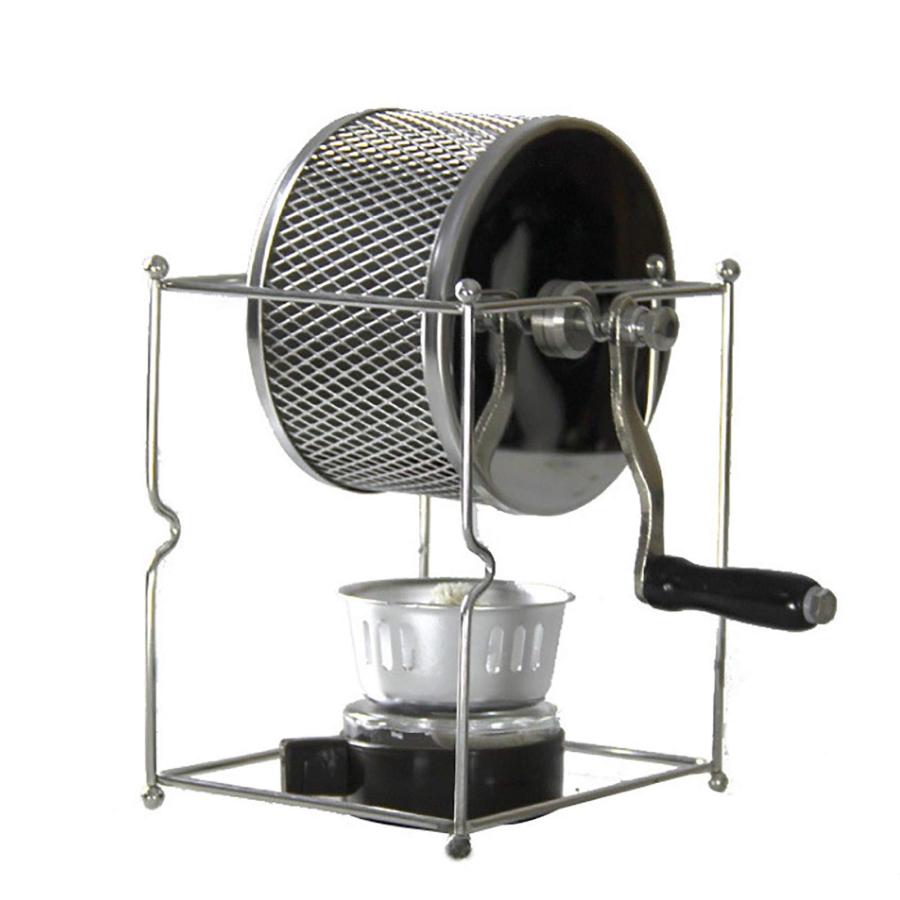 コーヒー豆焙煎機 コーヒー焙煎機 ステンレス鋼家庭用ハンドクランク豆焙煎機 Diy 小型ローラー焙煎機 コーヒー用揚げ豆機 (色 : シルバーサイズ : 16X12X14.5