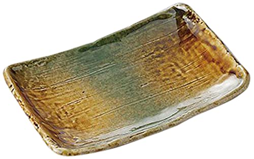 10個セット 銘々皿 黄瀬戸織部新長角5.5皿 [16 x 11 x 2cm] 強化 【料亭 旅館 和食器 飲食店 業務用 器 食器】