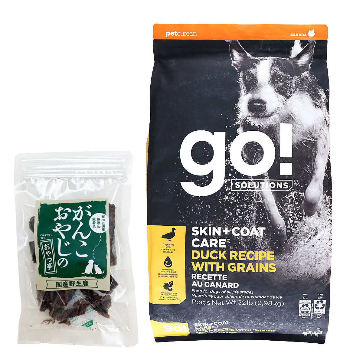 GO! ゴー ソリューションズ 皮膚+被毛ケア 全粒穀物 ダック 9.98kg【国産鹿肉ジャーキー20g付き】ドッグフード