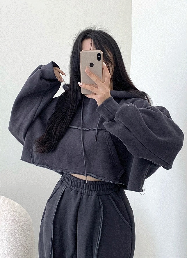 (ふわふわ) 羊起毛 フードTシャツ ワイド 切開 トレーニング セット