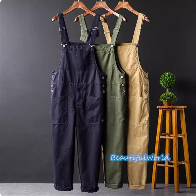 サロペット メンズ オーバーオール つなぎ オールインワン無地 サスペンダー ストリートアメカジ 作業服 春秋 お洒落24bdk4