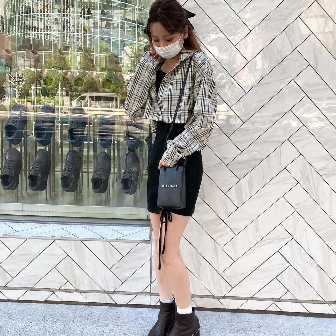 チェック柄ショートシャツ＆ドロストミニワンピ selected by kiyo R3156