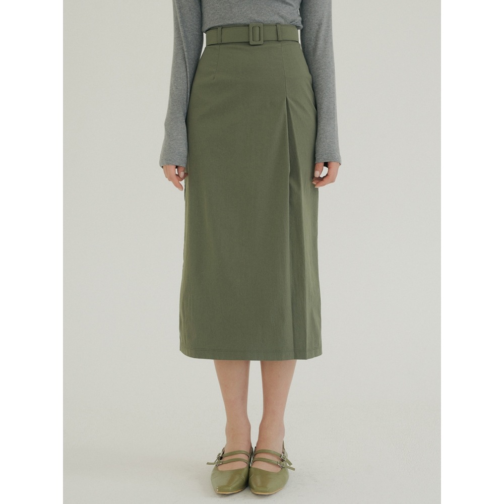 REORG KACK ONE ピンタックベルトスカート カーキ