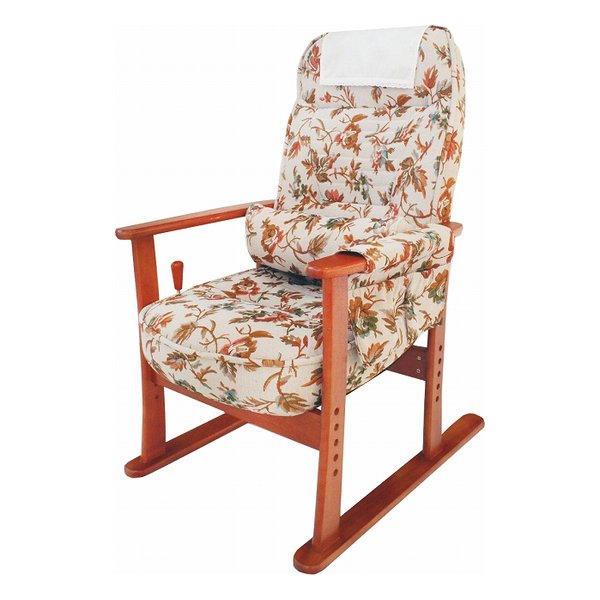 肘付き高座椅子 安定型 ベージュフラワー W58D73114H55101.5cm 83-884