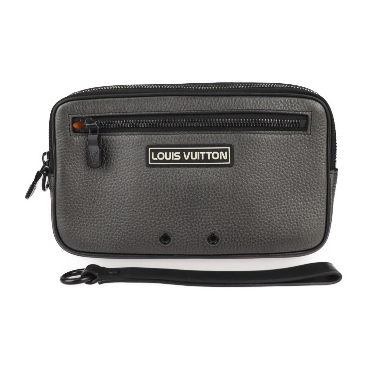 美品 ルイ ヴィトン アルファクラッチ セカンドバッグ M52771 レザー メタリックグレー リストレット クラッ【本物保証】