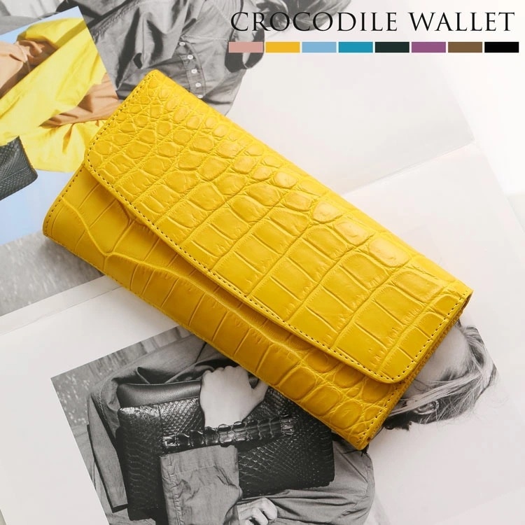 クロコダイル 長財布 カブセ かぶせ 財布 レディース マット加工 クロコダイル財布 鰐革 わに革 ワニ 高級 本革 母の日 ギフト プレゼント 4FA (06001859r)