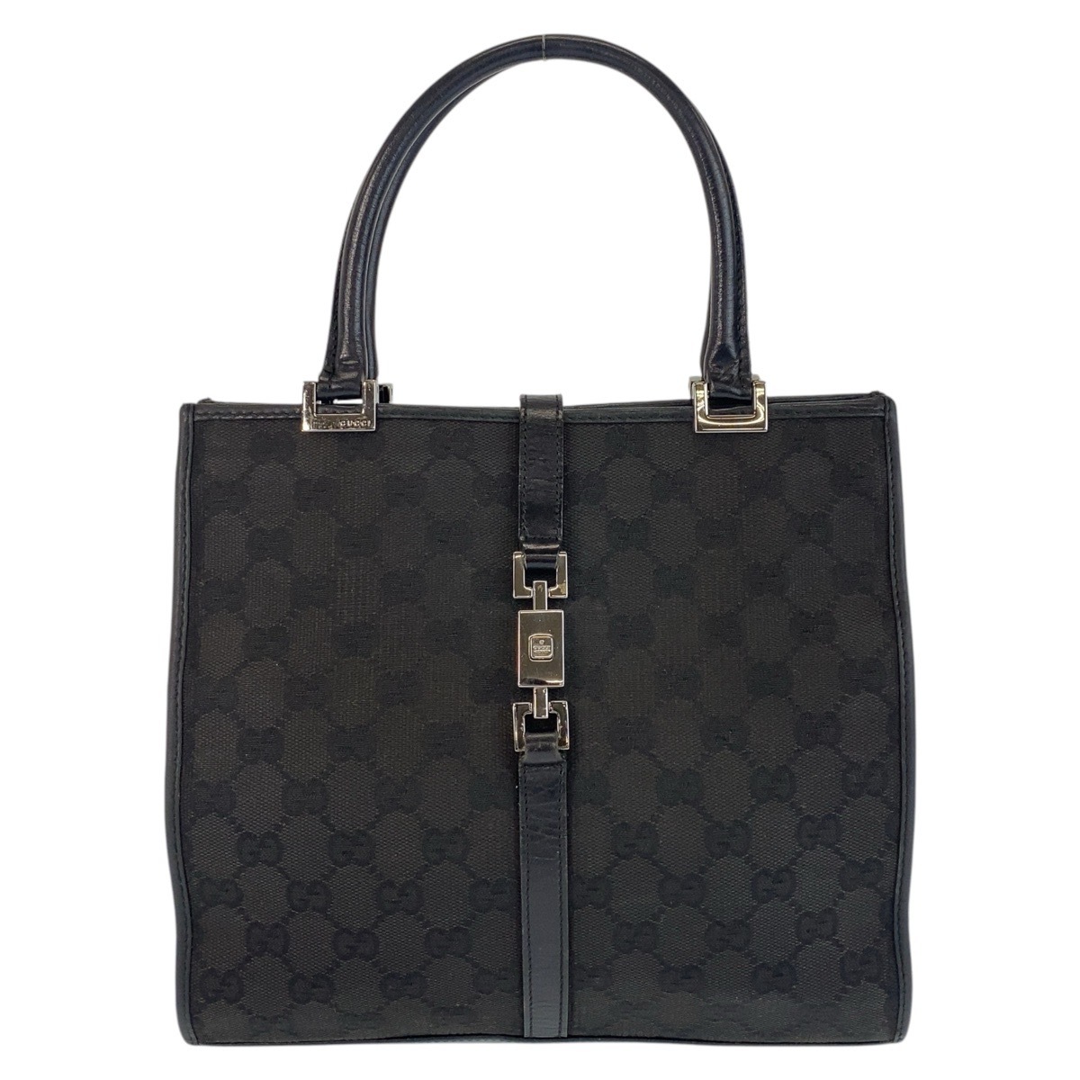 美品 ジャッキー ブラック 黒 GGキャンバス/レザー 002 1065 ハンドバッグ トートバッグ レディース 500467