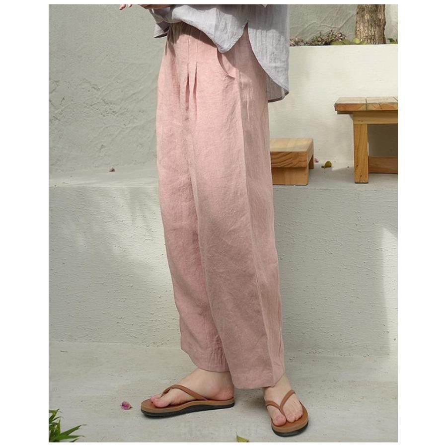 ワイドパンツ レディース 夏 涼しい ベイカーパンツ リネンタッチ クレープ 楊柳 ガウチョパンツ ウェストゴム バギーパンツ リラックス