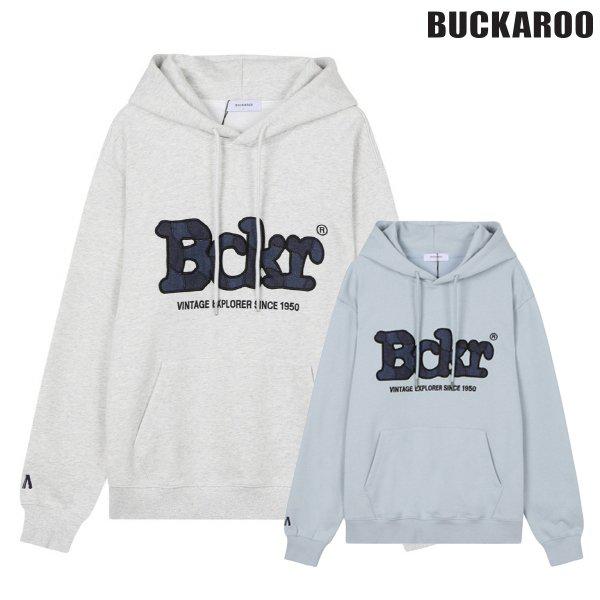 [驪州店] 男性ルーズフィット デニムパッチ フード付きTシャツ(B241TS050P)