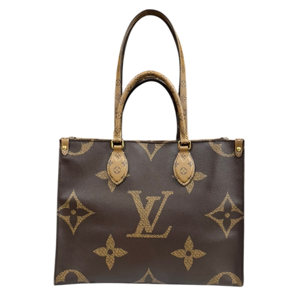 ルイヴィトン オンザゴーMM モノグラムジャイアント ショルダーバッグ モノグラムリバース M45039 ブラウン LOUIS VUITTON 中古