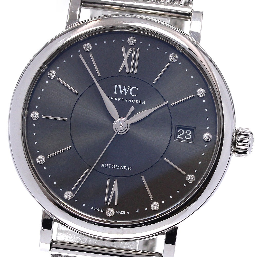 IWC IWC SCHAFFHAUSEN IW458110 ポートフィノ オートマティック 37 12Pダイヤ 自動巻き ボーイズ 保証書付き_832026【中古】