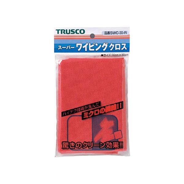 （まとめ）TRUSCO スーパーワイピングクロス300300mm 赤 SWC-30-R 1枚(10セット)