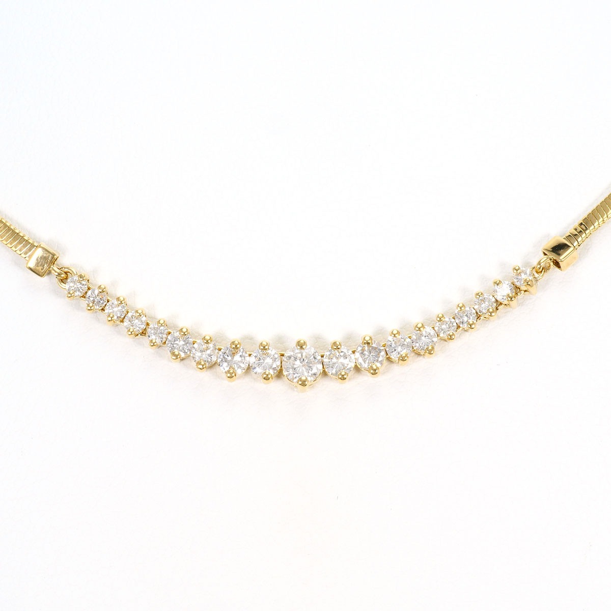 K18 18金 YG イエローゴールド ネックレス ダイヤモンド 1.12 ct 鑑別書 総重量約9.6g 約41cm 中古