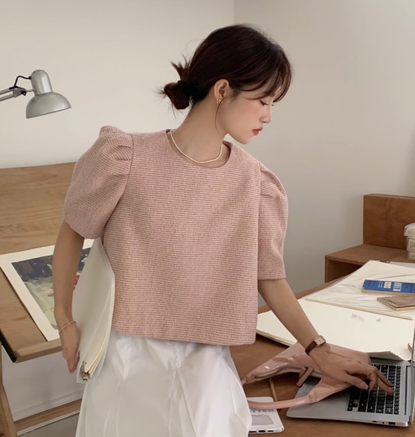 トップス デート モテアイテム カットソー 千鳥格子 ツイード素材 ウール 半袖 大人可愛い きれいめ 上品 おしゃれ かっこいい 大人可愛い ラブリー キュート ガーリー クール モード系 セクシー