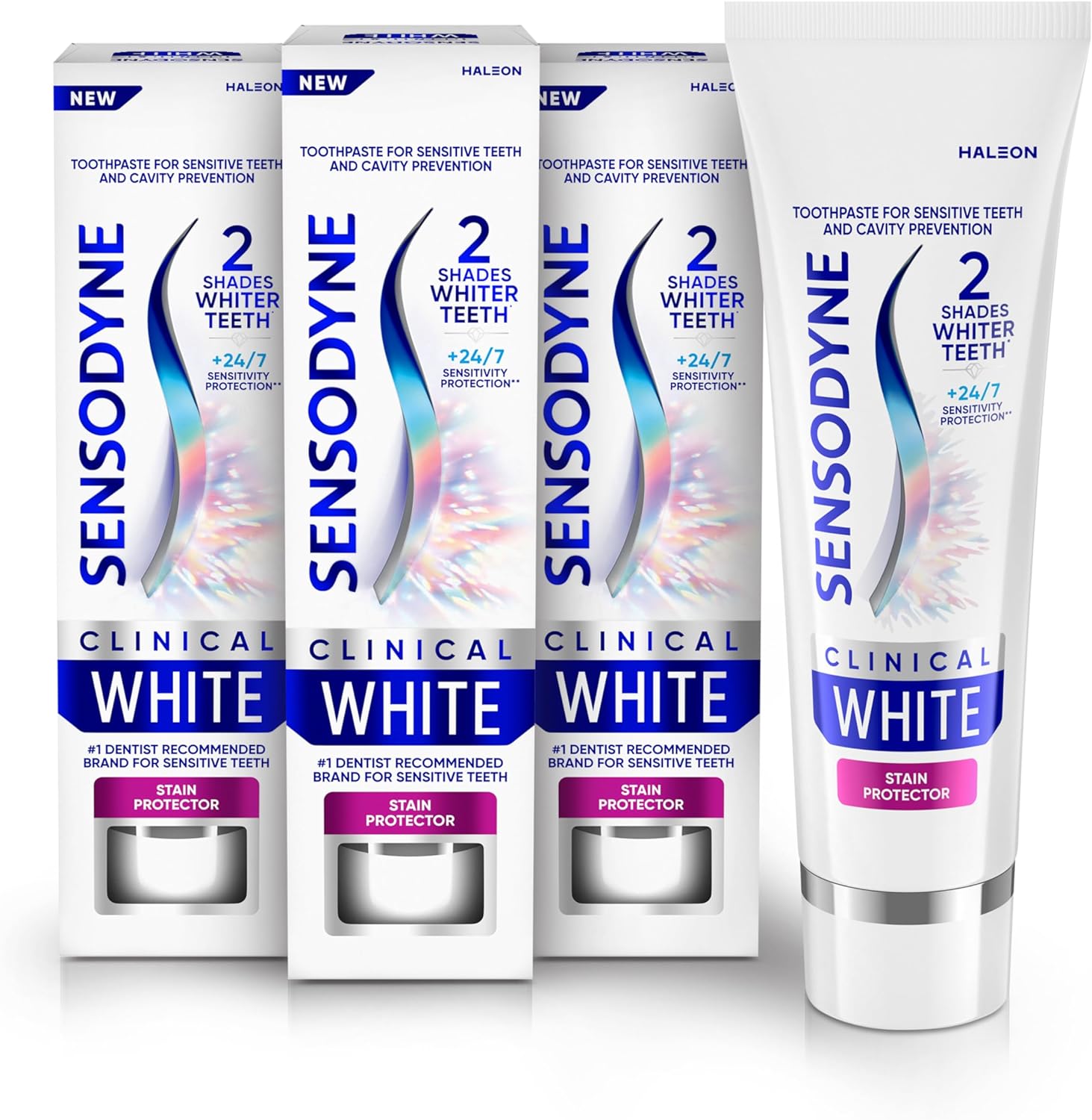 Sensodyne Clinical White歯磨き粉は敏感な歯のための臨床的に証明されたホワイトニングシミ保護剤3.4オンスx3です