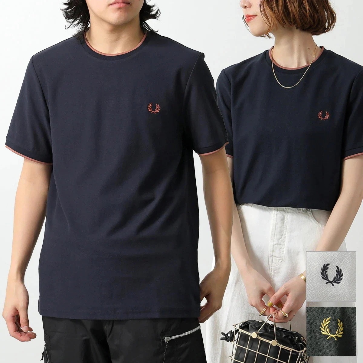 FRED PERRY フレッドペリー Tシャツ CREPE PIQUE T-SHIRT M8585 メンズ レディース カットソー ロゴ ローレルリース刺繍 カラー3色
