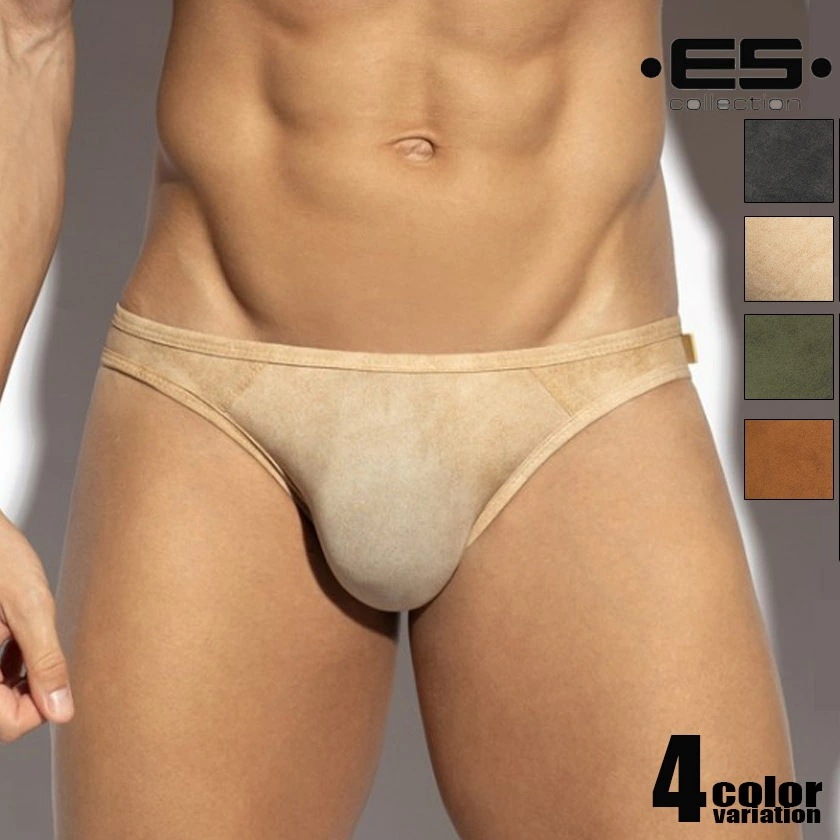 メンズビキニ ブリーフ EScollection/イーエス・コレクション SIMSUEDE BIKINI BRIEF スエード風 フルバック ローライズ ビキニブリーフ 男性下着　メンズ　パンツ MO