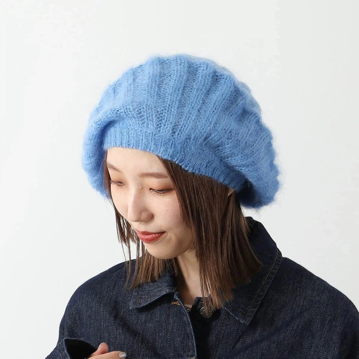 GANNI ガニー ベレー帽 Oversized Brushed Mohair Rib Beret A5106 5892 レディース モヘヤブレンド ニット 帽